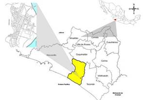 Localización de Flor de Coco Municipio de Armería en Colima México