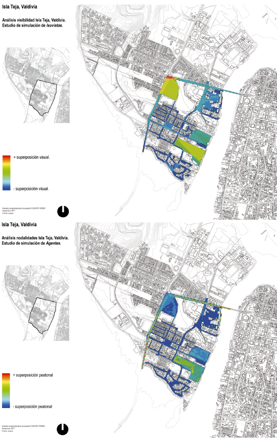 2A Isovist Analysis – Isla Teja. 2B Agents Map in the Isla Teja sector.