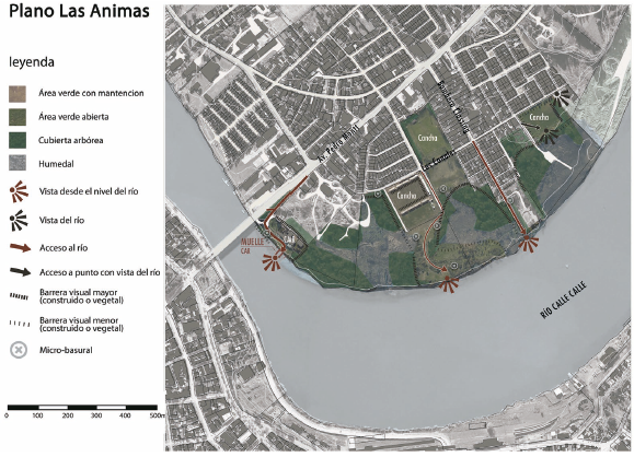 Landscape analysis map of the Las Ánimas southern bank.