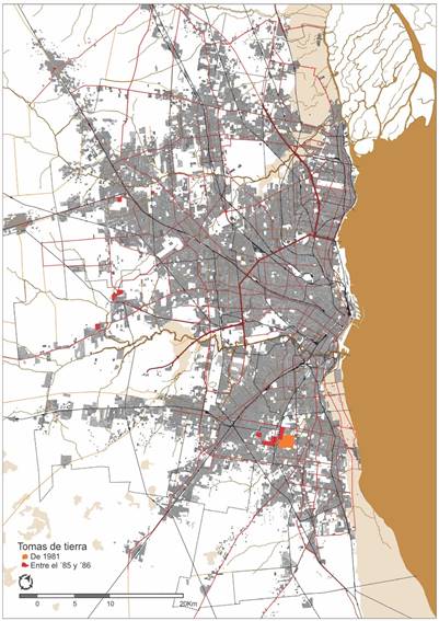 Las tomas de tierra desde 1981 a 1986.