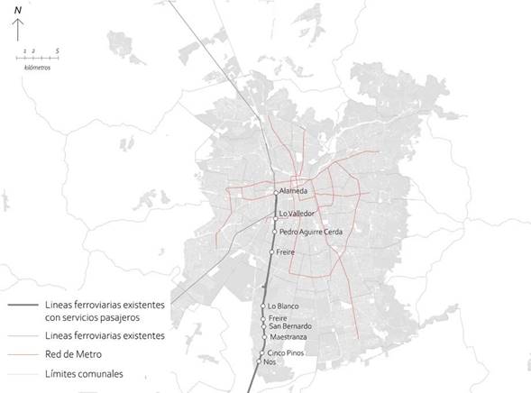 Estaciones analizadas en Santiago.