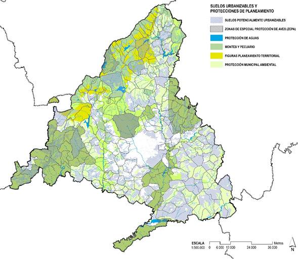 Territorialización de las protecciones sectoriales y figuras de planificación territorial con consideraciones ambientales.