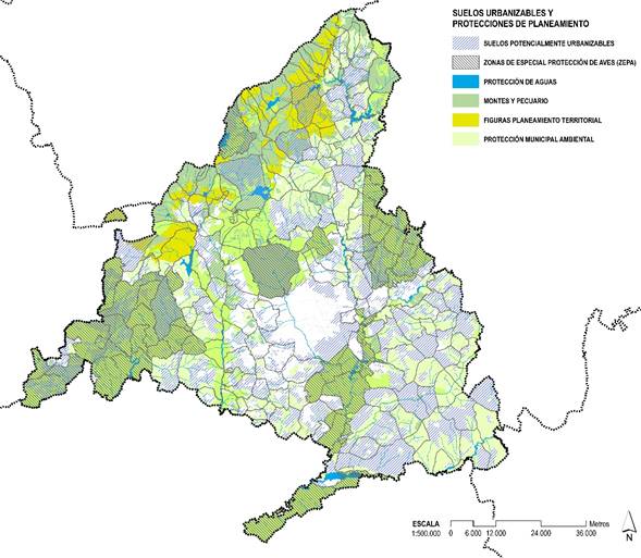 Regionalization of the sectorial protections and regional planning figures with environmental considerations.